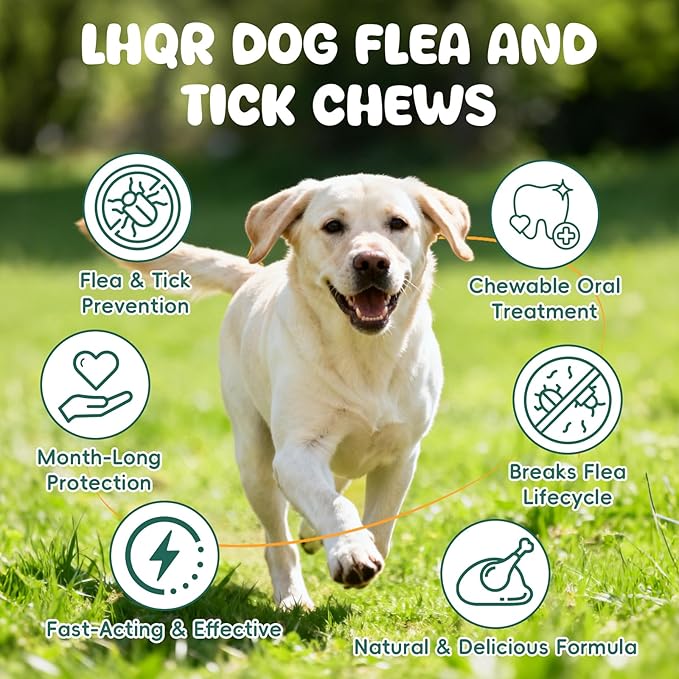 Flea and Tick Prevention for Dogs Chewable, Natural Flea and Tick Treatment Chews, 200 Soft Oral Dog Flea Supplement for Puppy & All Breeds