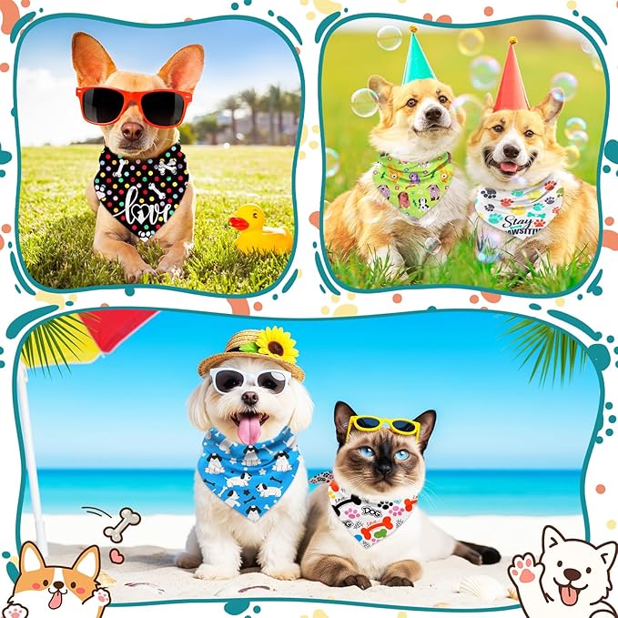 30 Pack Dog Bandanas Bulk – Dog Grooming Scarves, Assorted Colors Reversible Triangle Bibs for Small Medium Large Dogs – Washable Puppy Scarf Set for Pet Grooming, Daily Wear, Party