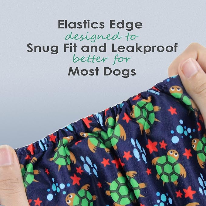 wegreeco Washable Male Dog Belly Band (Stylish Pattern)- Pack of 3 - Washable Male Dog Belly Wrap, Dog Diapers Male (Turtle, S)