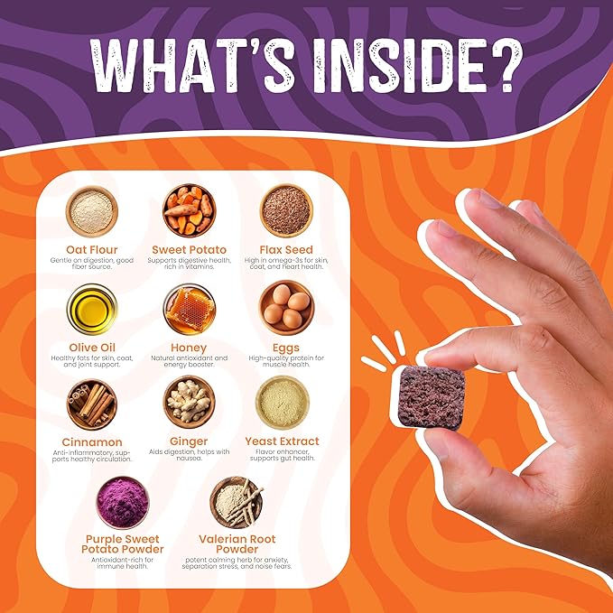 Dog Calming Chews for Dogs Natural Stress & Separation Puppy Support Sleep aid for Dogs – Valerian Root Relief – Pet Cat Calming Treats for Cats Dog car Accessories, Fireworks Travel Thunder