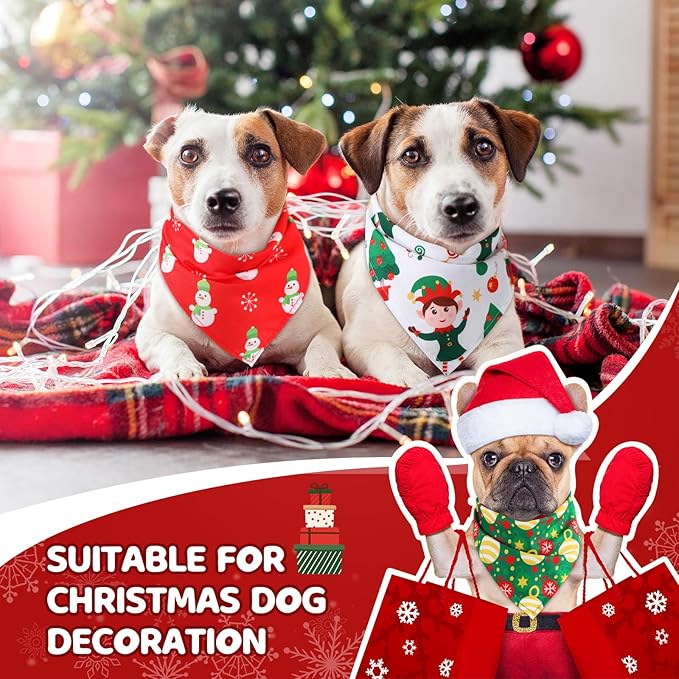Abbylike 100 Pcs Christmas Dog Bandanas Bulk Xmas Bandanas for Dogs Triangle Kerchief Bibs Scarf Set for Pet Xmas Costume Photo Props Accessories Pet Shops Grooming, 25 Styles (25.6 x 17.7 x 17.7)