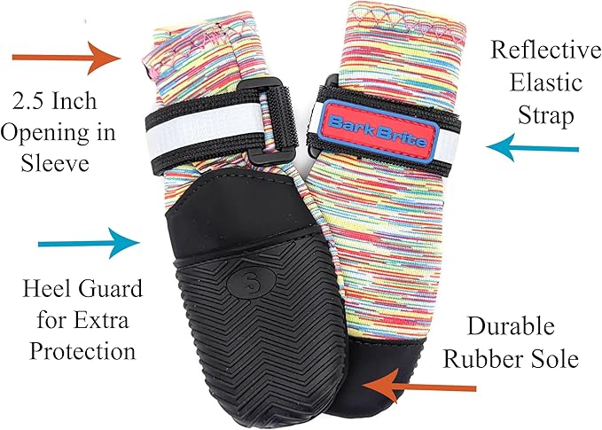 All Weather Neoprene Paw Protector Dog Boots with Reflective Straps in 5 Sizes! (Multicolor Small)