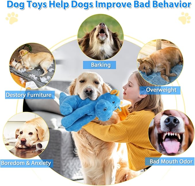 Dog Toys for Aggressive Chewers, Interactive Plush Dog Toy with Squeaker and Crinkle Paper, Suitable for Reducing Boredom and Anxiety, Cute Pet Toy for Small, Medium and Large Dogs