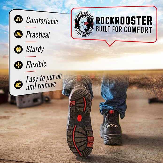 ROCKROOSTER Bakken Men's Black 6 inch Chelsea Boots, EH Rated Waterproof Slip-on Work Boots AK303-Soft Toe, AK323-Steel Toe, CP323-Comp Toe
