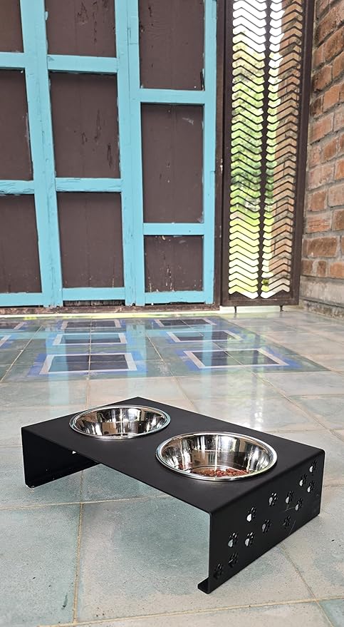 Elevated Dog Bowls for Food and Water with 2 Stainless Steel Bowls - Pet Feeder Stand, Raised Bowl Stand for Dogs and Cats - Dog Food and Water Bowl Set by Calaox