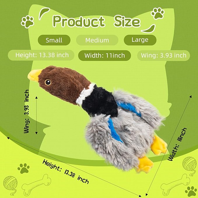 2-Pack Stuffing-Free Squeaky Dog Toys – Hollow-Body Gray Plush (2 Squeakers) & Mallard (4 Squeakers) | Durable Hollow Body for Medium Dogs | No Stuffing, Safe & Mess-Free