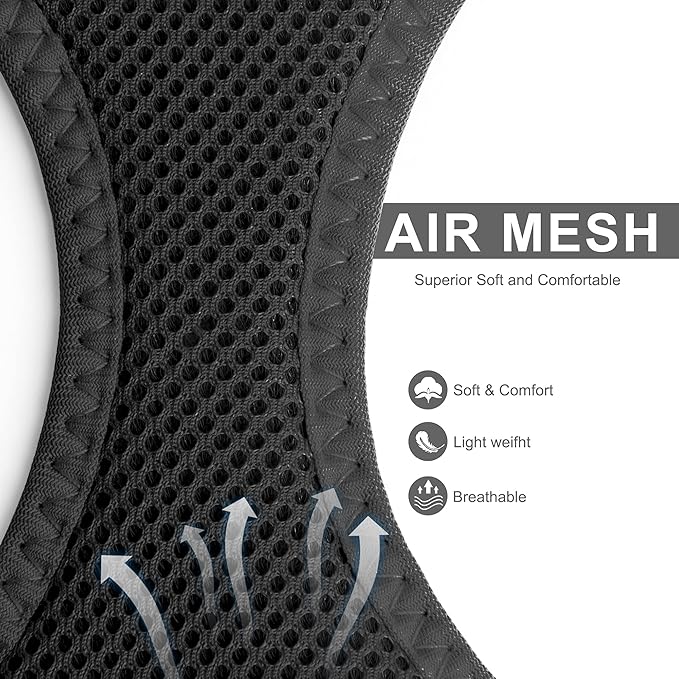 Fida Comfy Dog Harness with Leash, Soft Puppy Vest Escape Proof, Breathable Lightweight Soft Mesh, Adjustable Reflective Step-in Harness for Cat & Extra-Small Pet (XS, Black)