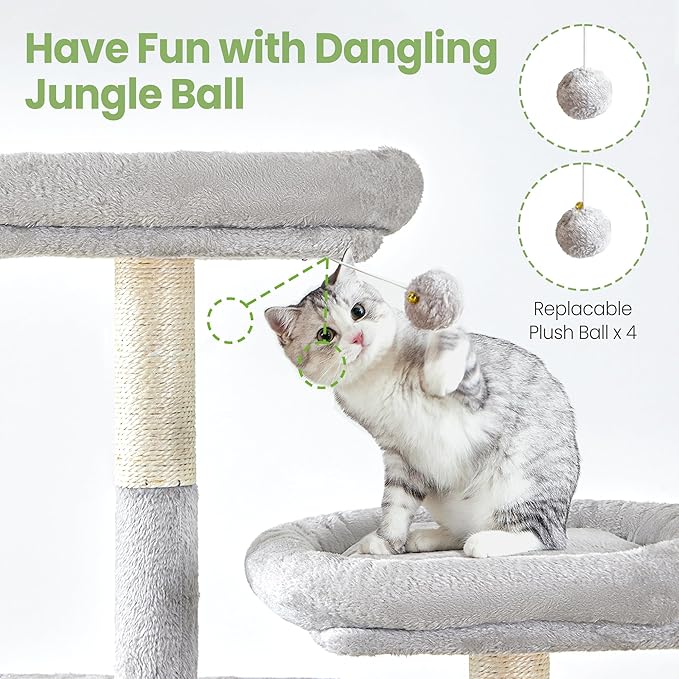 Cat Tree Tower for Indoor Cats Large Adult - 65 inch Extra Tall Cat Condo Trees with Scratching Post Hammock Perch - Big Heavy Duty Multi Level Cat House Towers - Kitty Condos Climbing Furniture