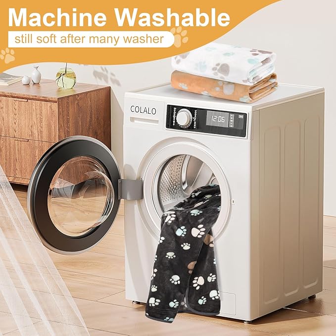 Dog Blanket for Large Dogs 3 Pack Dog Cat Flannel Blankets Washable Soft Pet Throw Cover for Kennel Crate Bed Cute Paw Pattern Pet Blanket Grey/White/Brown 41" x 31"