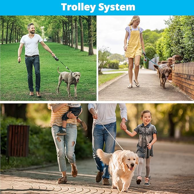 Long Dog Leash 20 FT: Heavy Duty Rope Leashes for Dogs Training with Swivel Lockable Hook Reflective Threads Bungee and Padded Handle - Dog Lead for Large Small Medium Dogs Outside Walking Hiking Blue