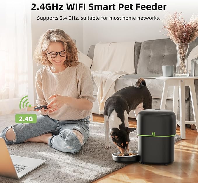 Automatic Cat Feeder, 5G WiFi Cat Food Dispenser with Freshness Preservation, 2L Timed Cat Feeder with APP Remote,15 Meals Per Day, Programmable Portion Size, Auto Pet Feeder Also for Small Dogs
