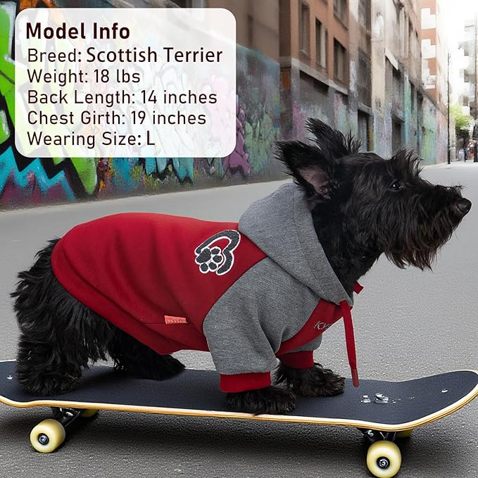 KYEESE Dog Hoodie Stretchy Pet Sweatshirt for Cold Weather Soft Dogs Winter Coat Pet Clothes with Leash Hole Warm Pets Sweater Pets Coat with Drawstring Comfort Dogs Clothes Medium Size Dog