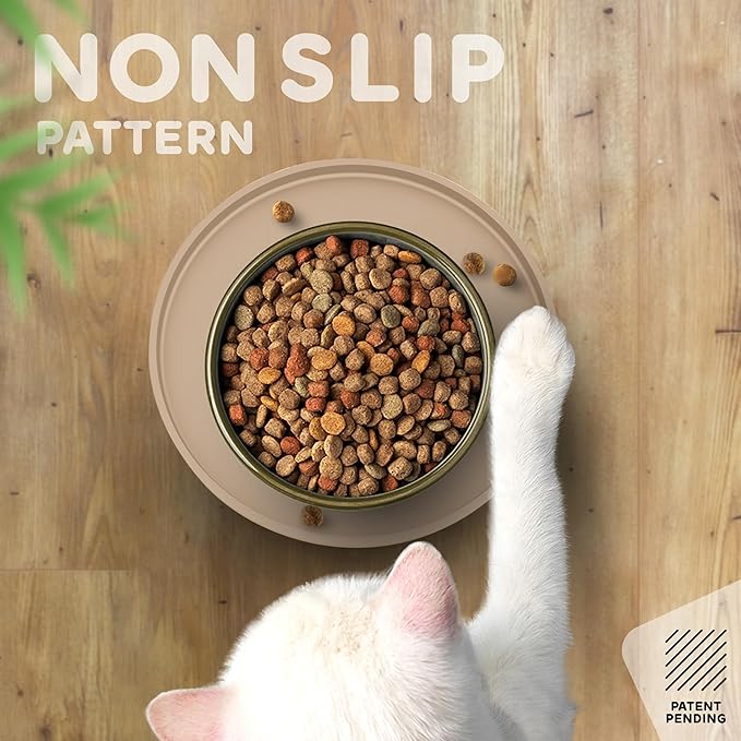 Dog Food Mat Round 10" - Raised Edges Dogs Mat for Food and Water Prevent Spill, Waterproof Cat Food Mats Protect Floors, Easy Clean Dog Bowl Mats for Food and Water, Silicone Pet Feeding Placemats