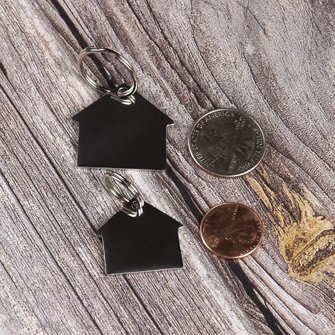 Stainless Steel Pet ID Tags - Engraved Personalized Dog Tags, Cat Tags Front & Back up to 8 Lines of Text – Bone, Round, Heart, Flower, Badge, House, Star, Rectangle, Bow Tie