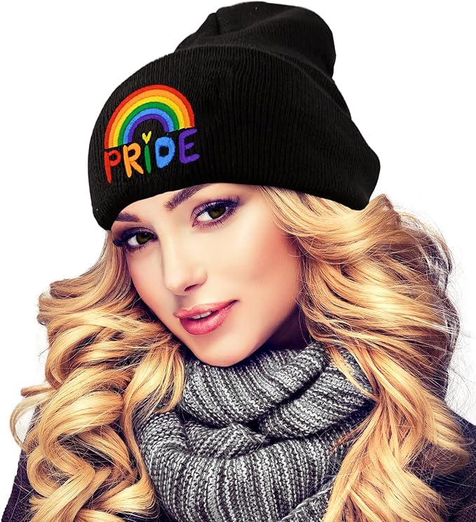 Fish Embroidery Beanie Hat Winter Warm Knit Cuffed Skull Cap for Women Men