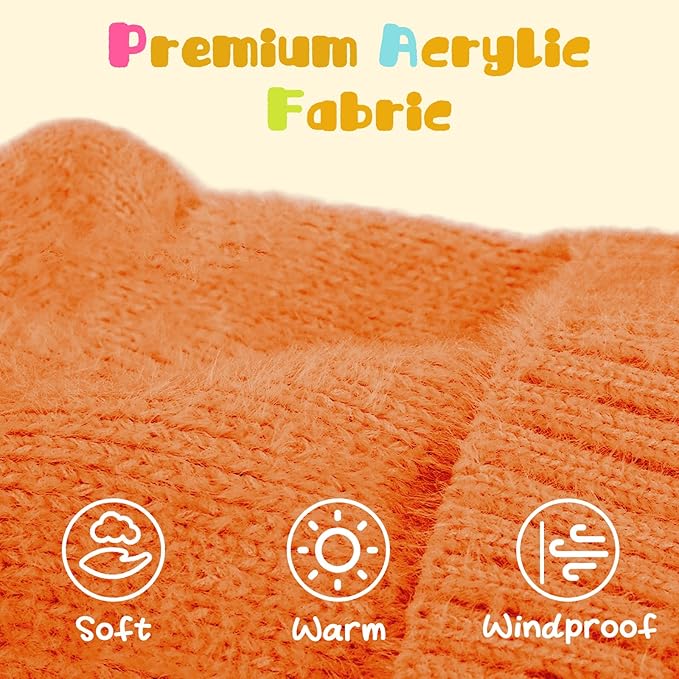 ZOORON Kids Winter Hat for Boys Girls, Cat Beanie Children Knit Skull Cap with Warm Ear Flap, Teen Beanie Hat Age 5-15 Years