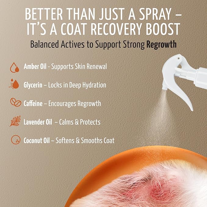 Tauro Pro Line Dog Leave in Conditioner Spray - Supports Pet Coat Regrowth - Cat & Dog Detangler Spray for Shedding, Matted Hair or Post-Surgery Care, Ideal for Doodle, Poodle (Derma Care 8.5 Fl Oz)