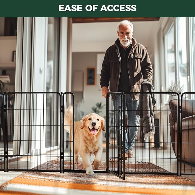 FXW Homeplus Unleashed Indoor Dog Playpen - Stress-Free and Safe Play, Heavy Duty 40 Inch 6 Panels Dog Pen for Medium and Large Dogs, Black│Patented