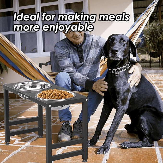 Metal Elevated Dog Bowl for Large 𝐋𝐚𝐫𝐠𝐞 Raised Bowl Stand with Sprill Proof Mat and 2000ML Pet Bowls, Food & Water Bowls 16" Tall Dog Feeder for Large Breed