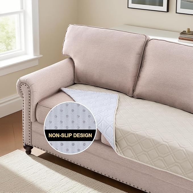 PrinceDeco Waterproof Blanket Dog Bed Cover with Non-Slip Back Pet Blanket for Furniture Bed Couch Sofa(52x82 Inch,French Oak)