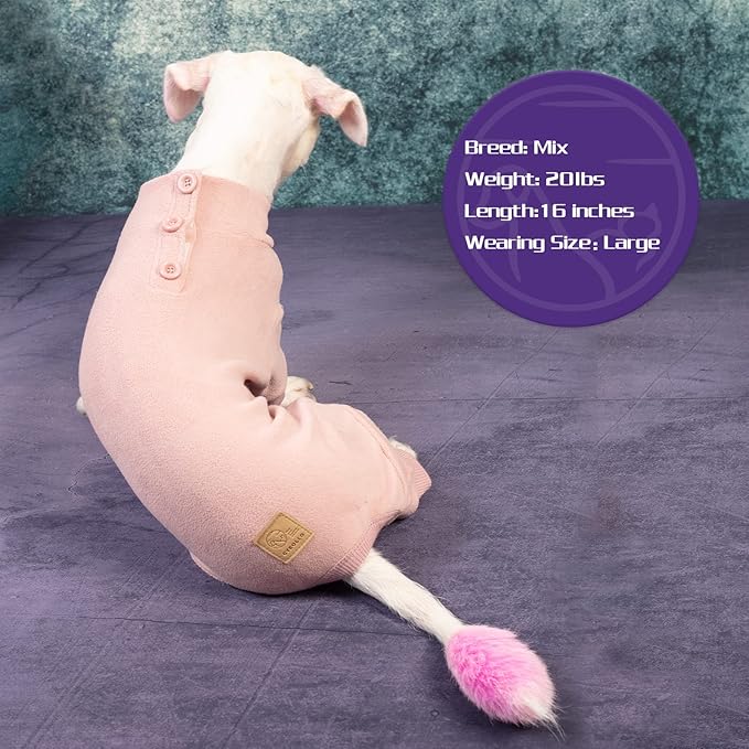 cyeollo Dog Pajamas Warm Fleece Coat Stretchy Jumpsuit Thermal Winter Dog Clothes Cozy Pet Onesie Cold Weather Coats for Small Dogs Apparel, Pink XL