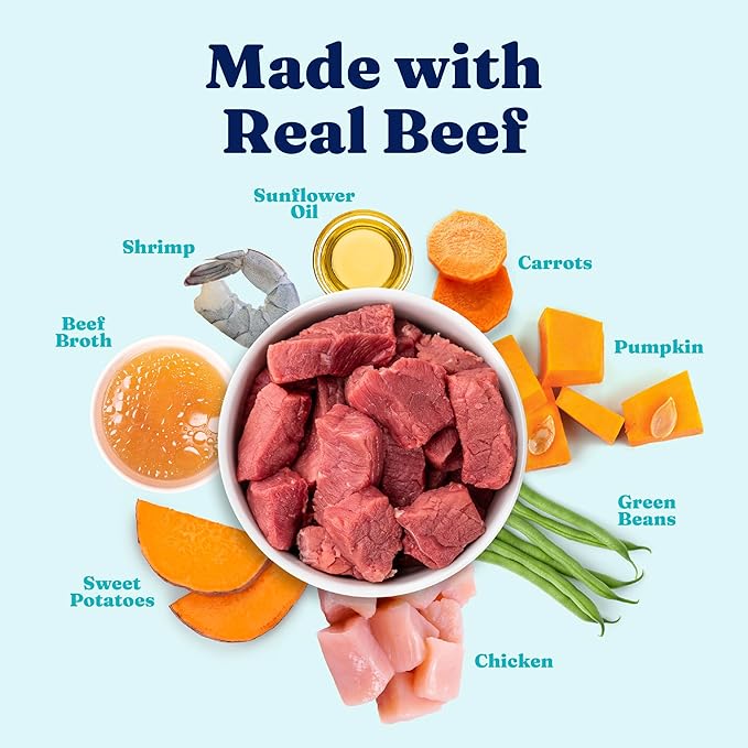 Solid Gold Wet Dog Food Topper & Meal Cups - W/Beef & Sweet Potato for Hip & Joint Support, Sensitive Stomachs & Gut Health - for Puppy, Adult & Senior Small Breed & Large Breed Dogs - 3.5oz/6 Pack