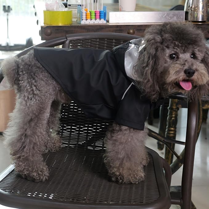 LoveLonglong Premium Waterproof Dog Raincoat with Reflective Safety Features Pet Raincoats for Large Medium Small Dogs Black XS