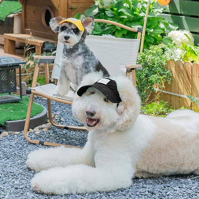 Pet Dog Baseball Cap, Cat Hat, Cat Dog Sun Cap with Ear Holes, Adjustable Puppy Outdoor Sun Hat (Black, Small)