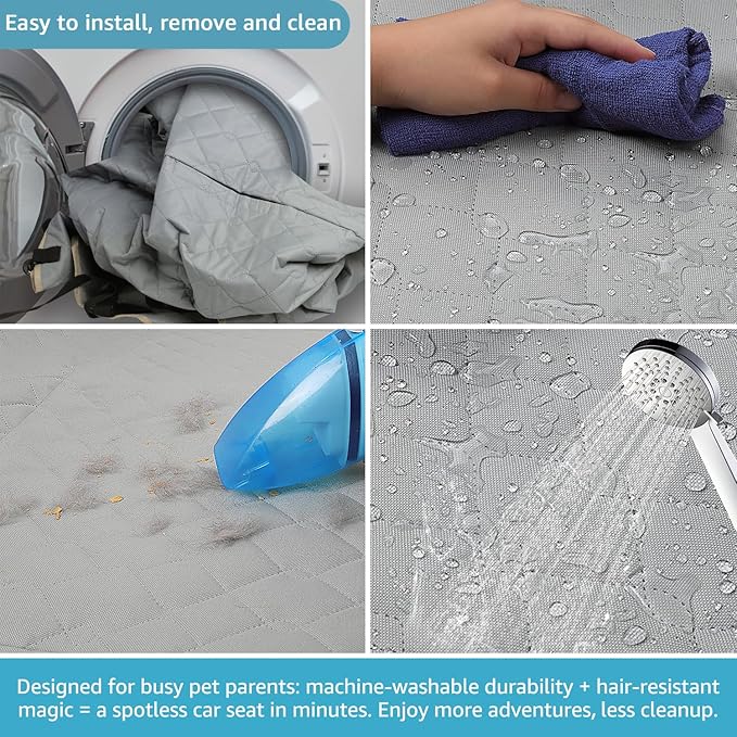 Lassie Dog Car Seat Covers for Back Seat with 2 Seat Belts, Waterproof Dog Car Hammock with Mesh Window Durable Scratch Proof Nonslip Pet Carseat Covers Universal Fit Protector for Cars, Trucks & SUVs