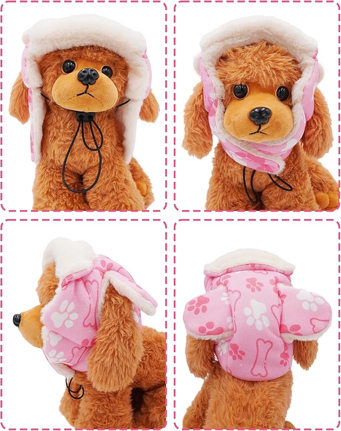 PET SHOW Dog Trapper Hat Winter Hat for Small Dogs Warm Fleece Aviator Hats with Ear Flaps Adjustable Outdoor Girl Puppy Pet Pilot Costume Cap S-Pink Paw/with Ear Holes