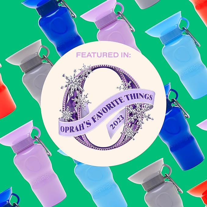 Springer by Springland Dog Water Bottle | Portable Travel Water Bottle Dispenser for Dogs | Dog Gift Seen on Oprah's Favorite Things, Shark Tank | Leak-Proof Bottles | BPA-Free 15oz Sky Blue