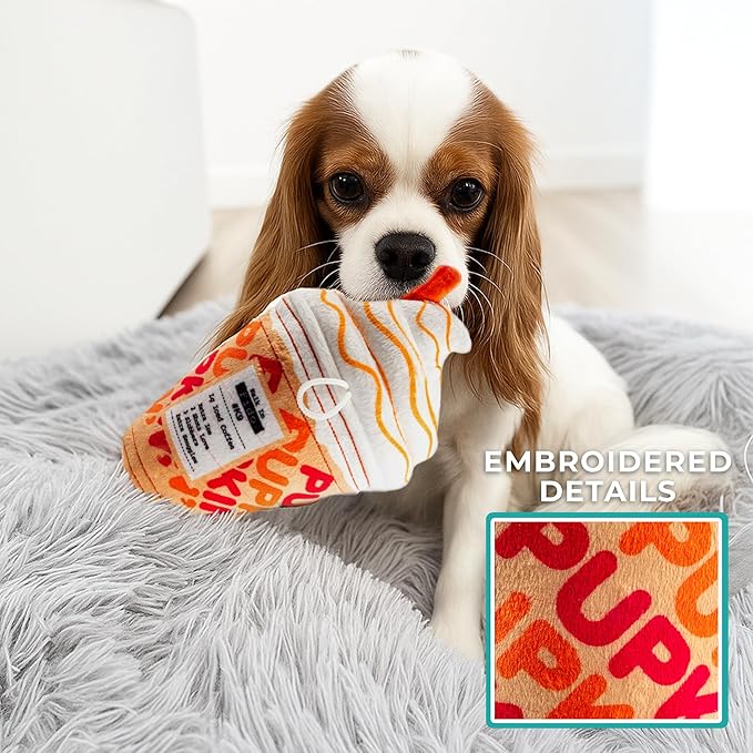 Haute Diggity Dog Pupkin' Donuts Iced Coffee Cup Plush Dog Toy for Small, Medium & Large Dogs, Interactive Funny Parody Squeaky Toys, Soft, Durable, Machine-Washable, & Safe Birthday Gift for Dogs