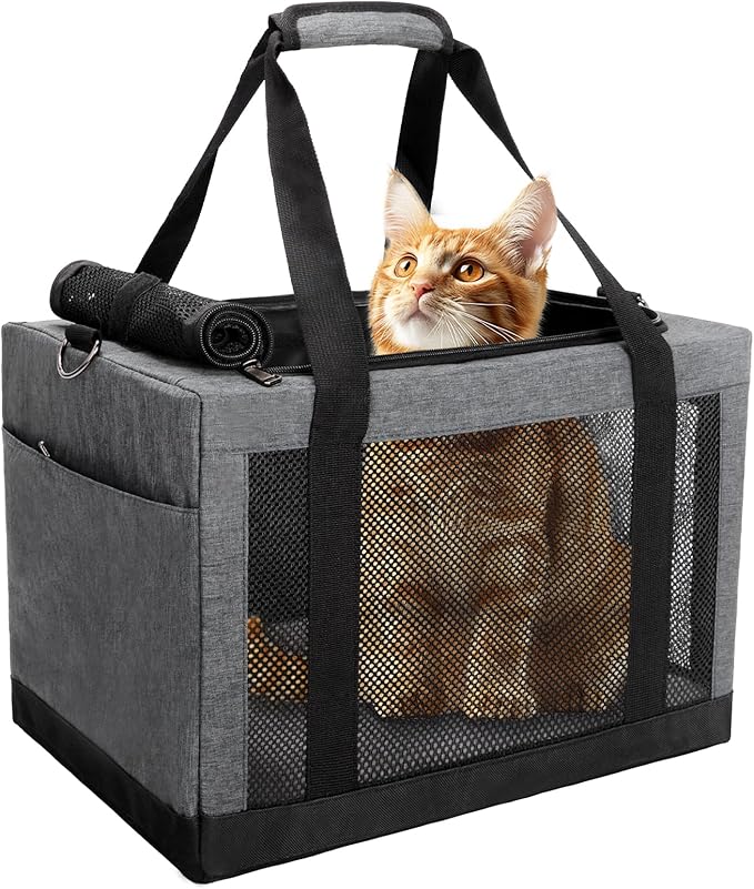 Soft Side Pet Carrier Bag with Shoulder Strap, Breathable Collapsible Mesh Cat Carrier for Cats and Dogs, TSA Airline Approved Travel Pet Carriers