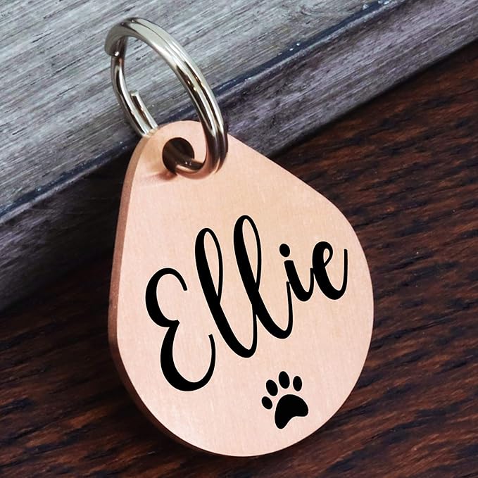 Ultra Joys Dog ID Tag, Custom Dog Tag Personalized Cat Tag, Pet ID Tag, Brushed Stainless Steel Teardrop Dog Tag Rose Gold Medium