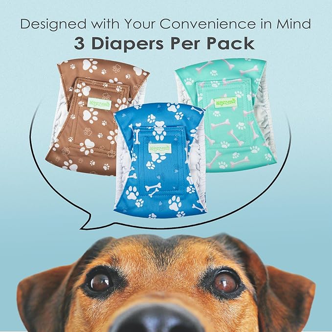 Wegreeco Washable Male Dog Belly Band - Pack of 3 - Washable Male Dog Belly Wrap, X-Large Doggie Diapers for Doggy Puppy (Bone, X-Large)