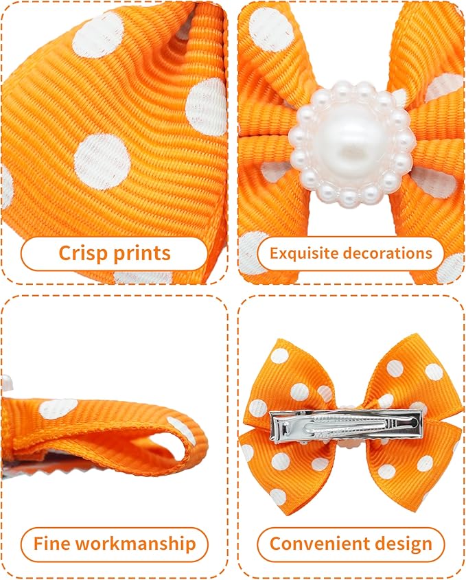 PET SHOW 20 Pack Dot Dog Hair Bows with Alligator Clips for Small Medium Dogs Bowknot Hair Clips Cat Puppy Yorkshire Rhinestone Grooming Hair Accessories for Birthday Party