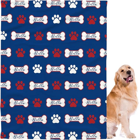 Personalized Pet Blanket,Custom Pet Blanket with Name Photo,Puppy Blanket Gift for Dogs Cats Lovers Mom Dad,Soft Cozy Fleece Throw for Bed Sofa Travel Extra Large 120"x90" for Family
