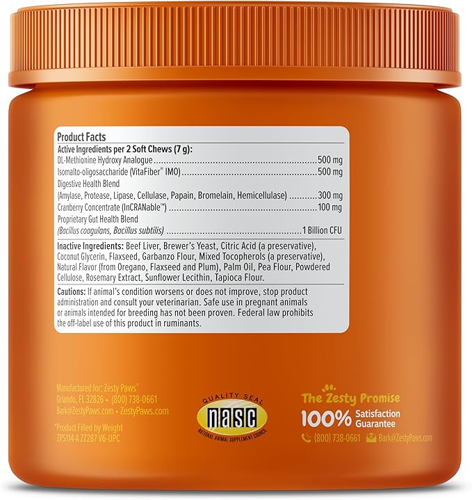 Zesty Paws Stay Green Bites for Dogs - Grass Burn Soft Chews for Lawn Spots Caused by Dog Urine - with Cranberry for Urinary Tract & Bladder - Beef - 90 Count