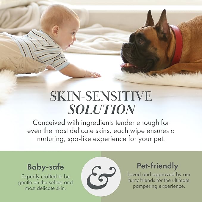 Nina Woof Dog Wipes – Fragrance-Free, Alcohol-Free, Hypoallergenic Pet Grooming Wipes with Aloe Vera, Biodegradable, for Dogs & Cats: Paws, Face, Ears & Butt – 2-Pack (140 Count)