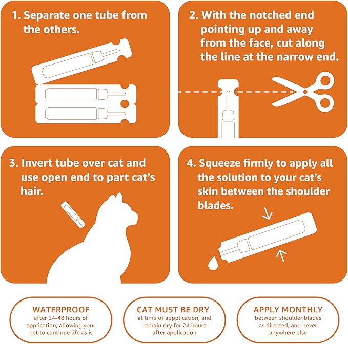 Amazon Basics Topical Flea Treatment for Medium Cats (5-9 Pounds), 6 Count (Previously Solimo)