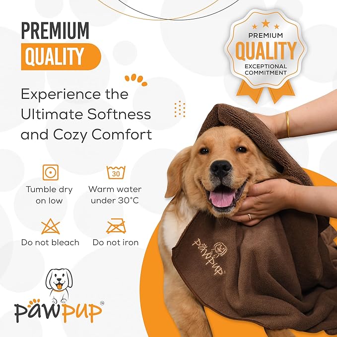 Dog Towels for Drying Dogs Super Absorbent Microfiber Pet Grooming Towel for Dogs, Cats and Other Pets (40 x 24 Inches, Brown and Grey)
