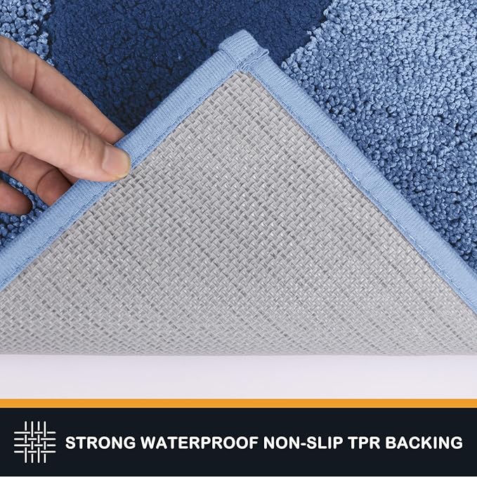 PURRUGS Dirt Trapping Door mat 20" x 31.5", Non-Skid/Slip Machine Washable Microfiber Entryway Rug, Dog Door Mat, Super Absorbent Welcome Mat for Muddy Wet Shoes and Paws, Light Blue