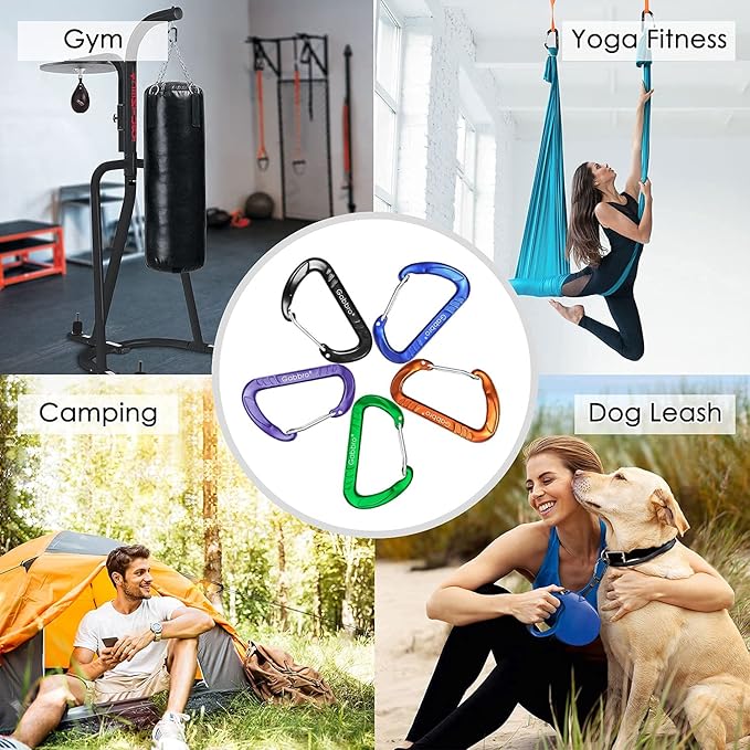 Gabbro Carabiner Clips Heavy Duty, | Wiregate Snap, Screw Locking, Aluminum, Lightweight Caribeener | for Hammock, Hiking, Camping, Water Bottle, Dog Leash Harness, Keychains