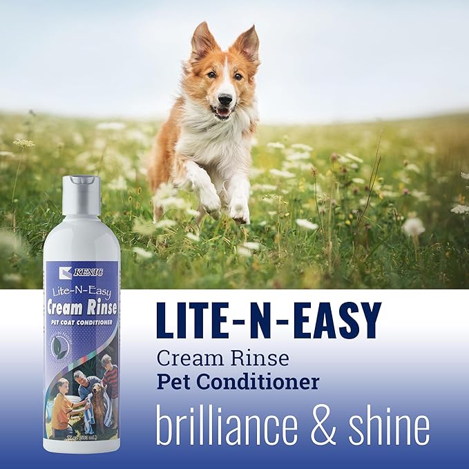Kenic Lite-N-Easy Pet Cream Rinse Conditioner for Dogs, Cats, Rabbits & Ferrets, Detangle and Shine Formula, Made in USA