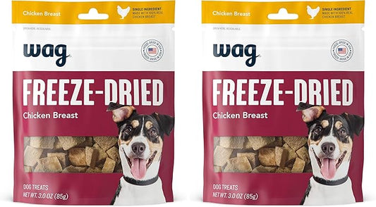 Amazon Brand - Wag Freeze-Dried Raw Single Ingredient Dog Treats Chicken Breast 3 Ounce (Pack of 2)