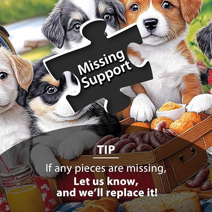 100 Piece Puzzles for Kids Ages 4-6 & 5-8, Puppies Picnic Jigsaw Puzzle for Kids Ages 8-10, Large Piece Puzzles for Adults & Seniors Educational Interactive Family Fun Puzzle for Boys Girls