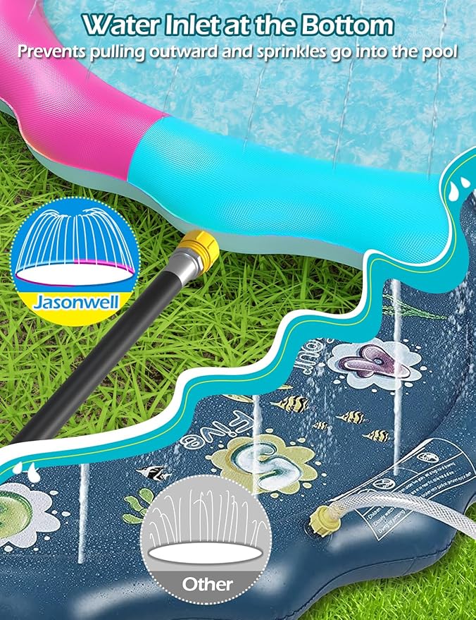 Kids Dog Splash Pad Sprinkler - Jasonwell Non Slip Dog Sprinkler Pad Splash Pool Puppy Dogs Pool Summer Outdoor Water Toys Backyard Durable Splash Pad for Toddlers Kids Small Medium Large Dogs Pet