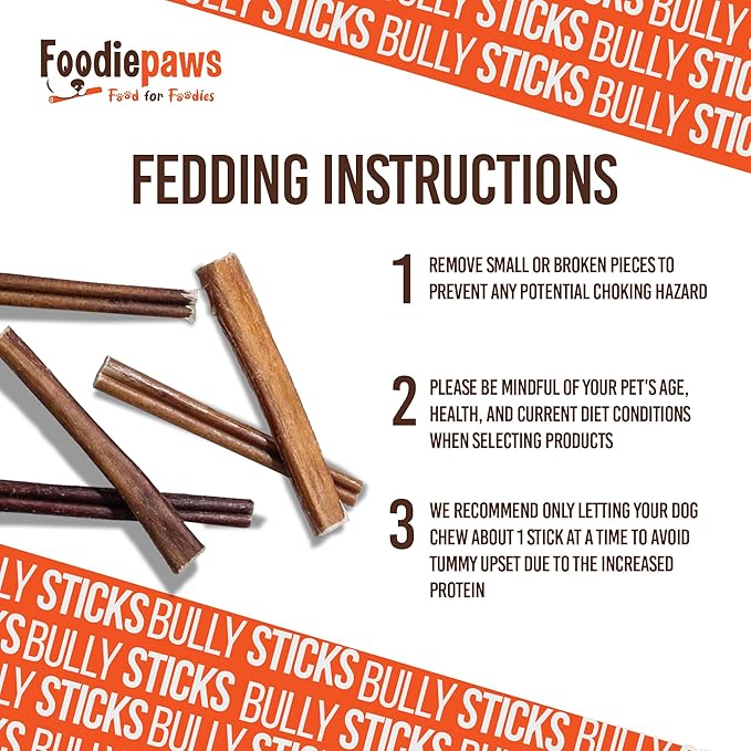 FOODIEPAWS 5 Inch Bully Sticks for Dogs, 25 Pack Bulk | All Natural, Grass-Fed Beef | High Protein, Rawhide-Free & Fully Digestible Dog Chews | Long Lasting Dental Treats for Small & Medium Dogs