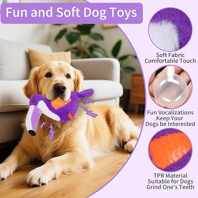 Dog Toys Plush,Squeaky Dog Toys,Cute Tantou Plush Toy for Small Dogs,Soft Stuffed Interactive Chew Toys to Keep Them Busy(Purple)