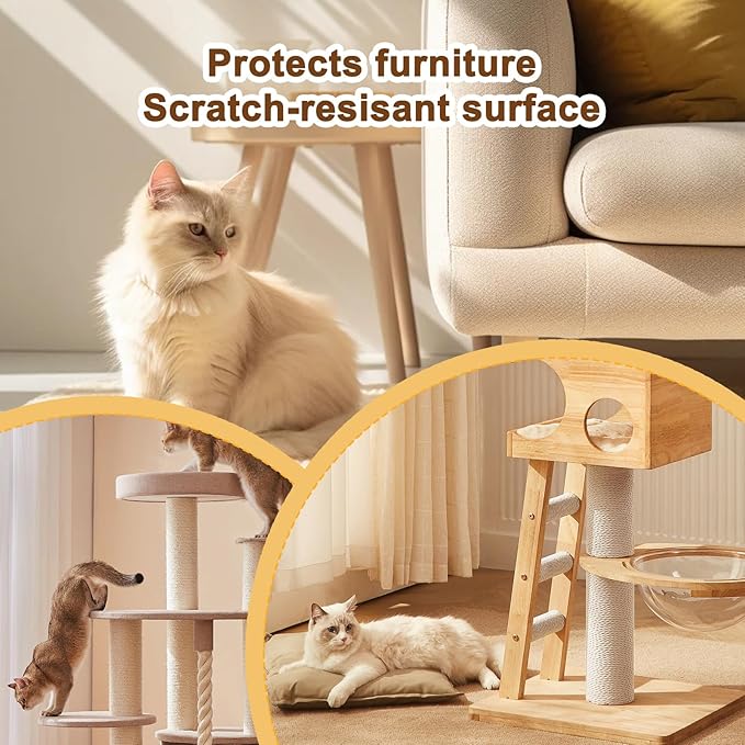 Sisal Rope for Cat Scratcher, Cymuber 6mm Cat Sisal Rope for Replace Scratching Post and Scratcher Repair, DIY Hemp Twine for Tree Tower Carpet Mat Kicker House Pet Toy and Crafts(164-Feet/50M)